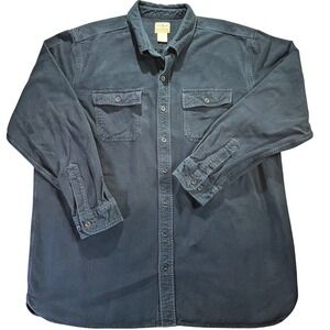 LL Bean Traditional Fit Flannel Shirt XXL Tall Navy Blue Cotton Workwear